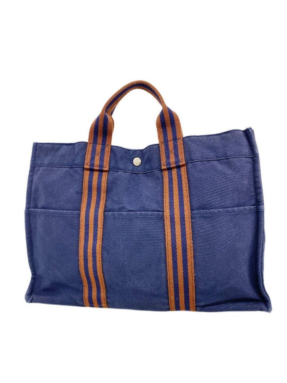 Hermes Tote Bag Fourre Tout MM Canvas Navy Silver